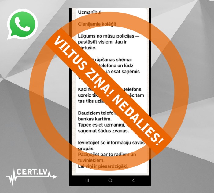 Saziņas vietnēs krāpnieki izplata informāciju policijas vārdā par jaunu krāpšanas shēmu