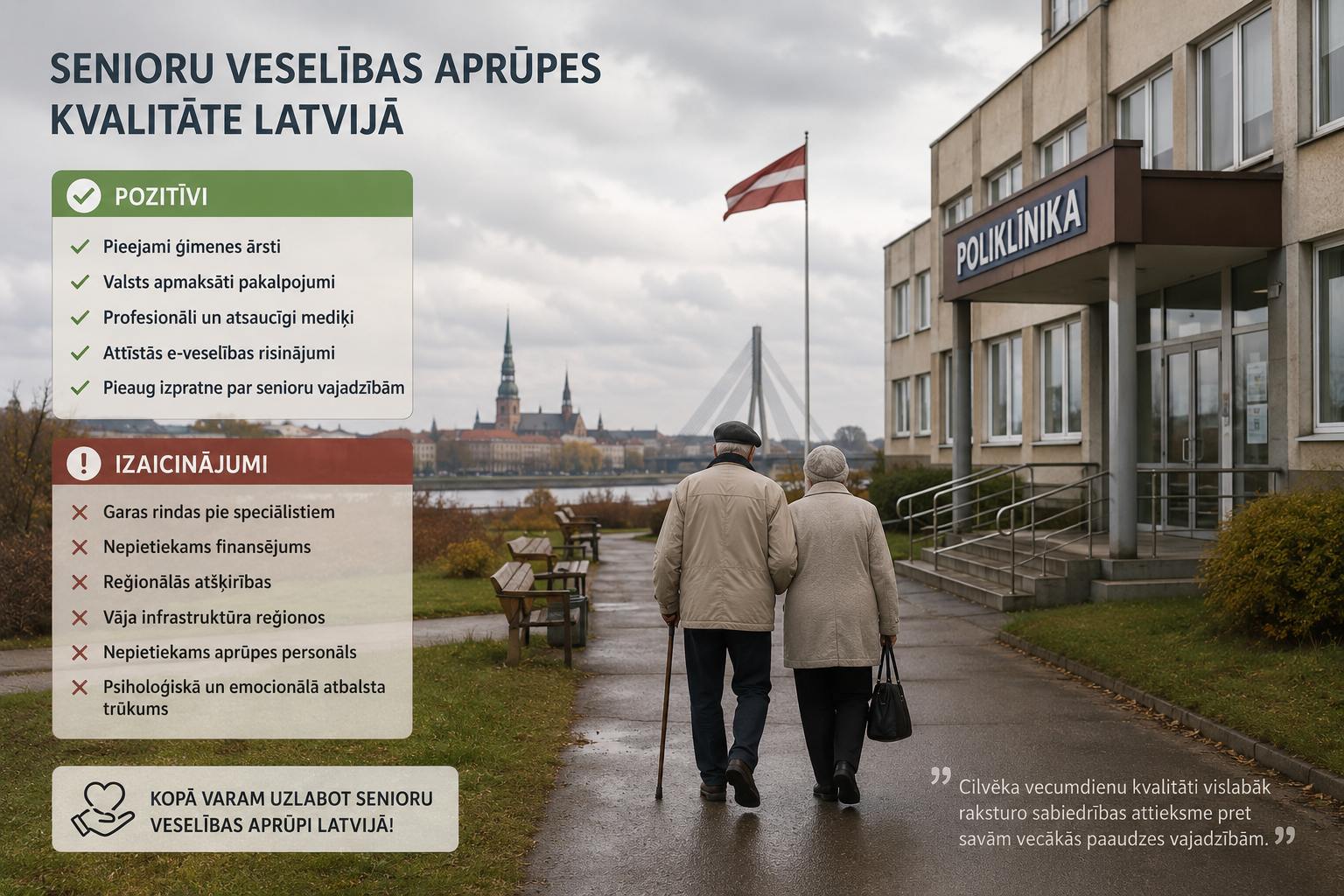 Kāda, jūsuprāt, ir senioru veselības aprūpes kvalitāte Latvijā?