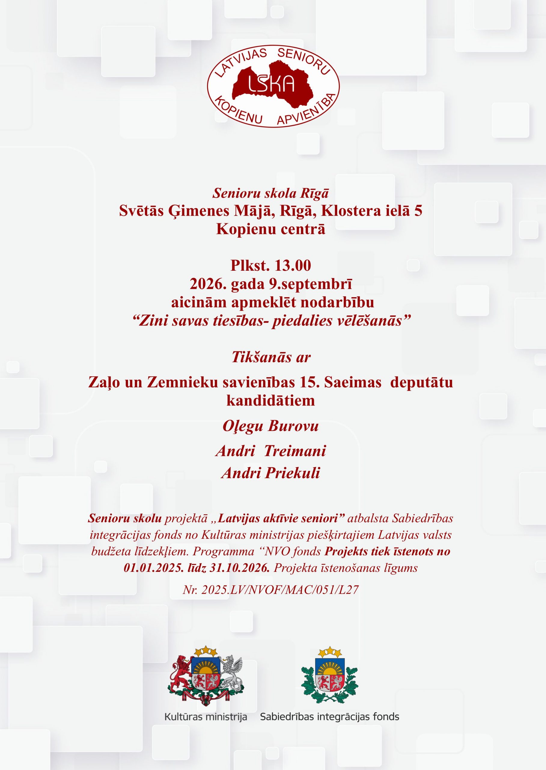 Tikšanās ar Zaļo un Zemnieku savienības 15. Saeimas  deputātu kandidātiem