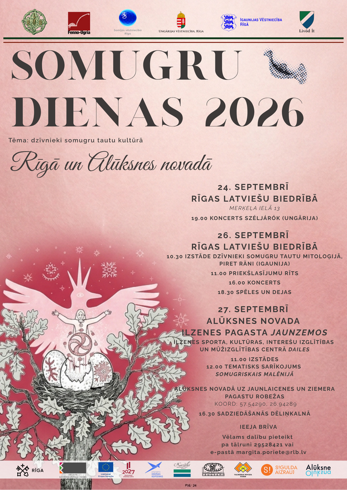 Septembra nogalē ar daudzveidīgām aktivitātēm norisināsies “Somugru dienas 2026” Rīgā un Alūksnes novadā.