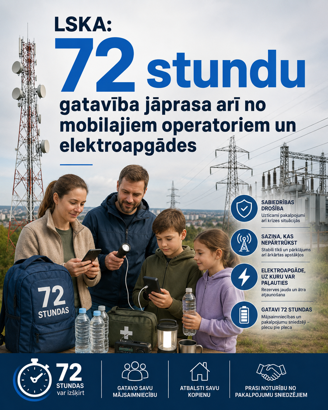 LSKA: 72 stundu gatavība jāprasa arī no mobilajiem operatoriem un elektroapgādes